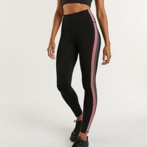 Side stripe cotton-blend ankle legging